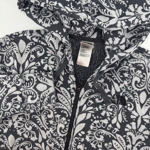 The North Face Womens Small Full Zip Hoodie Gray White Damask Geometric Print